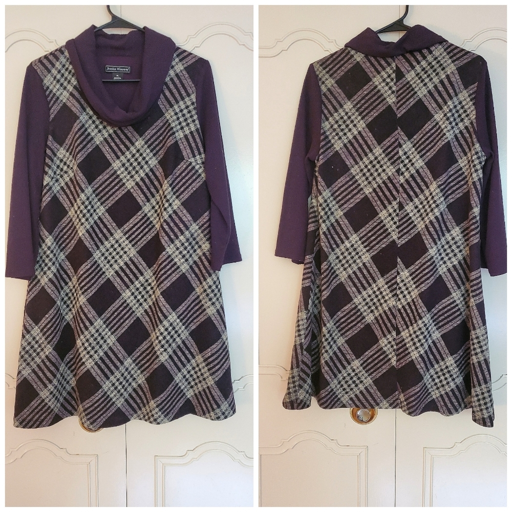 ✴ 2/$20 Plaid purple long sleeve sweater dress